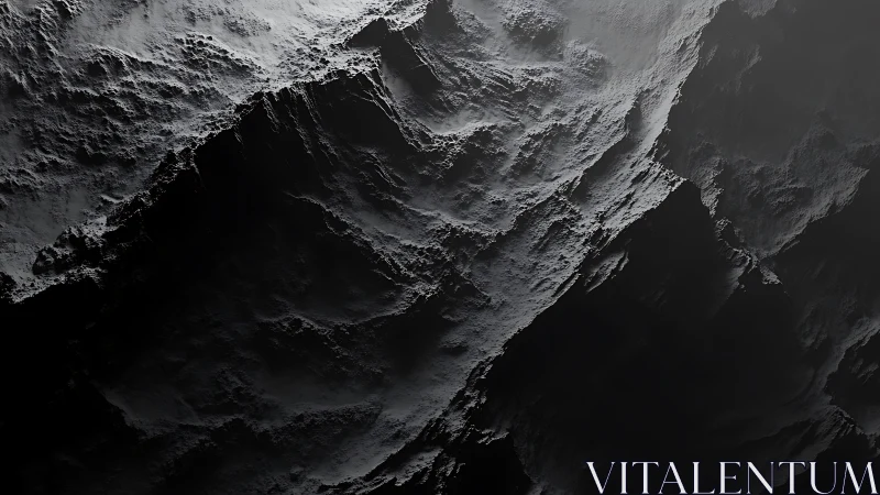 Lunar cliffside draped in void, carved by silent shadows.