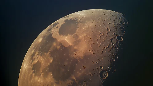 Lunar terminator close-up in high contrast photorealistic detail.