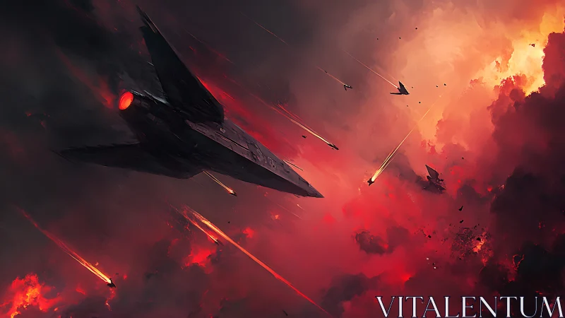 Space Battle with Warships and Explosions.