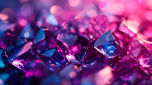 Neon crystals gossip under candy-pink and electric-violet light