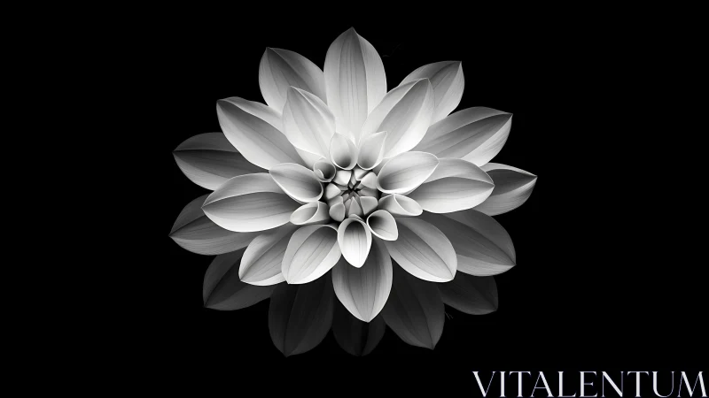 Monochromatic Dahlia Bloom Against Darkness.