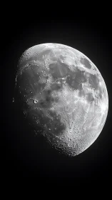 Crescent moon glows in stark monochrome against deep space