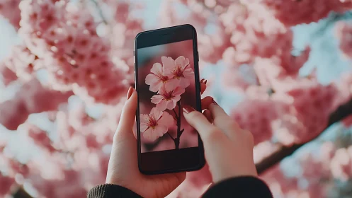 Smartphone Capturing Pink Floral Specimen With Shallow Depth Field