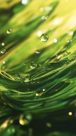 Macro fluid dynamics study of translucent green liquid ribbons