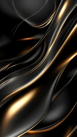 Metallic black and gold flowing abstract gradient forms.