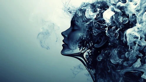 Dreaming in ink and smoke, a quiet mind set free.