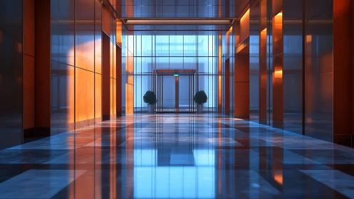 Modern Minimalist Entryway Glowing with Warm Elegance.