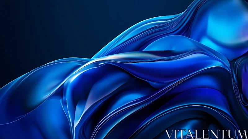 Sculpted cobalt waves with fluid metallic reflections.