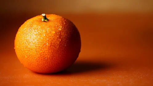 Bright tangerine rests softly in warm, glowing light