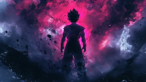 Starlit warrior ignites a cosmic storm of magenta fury.