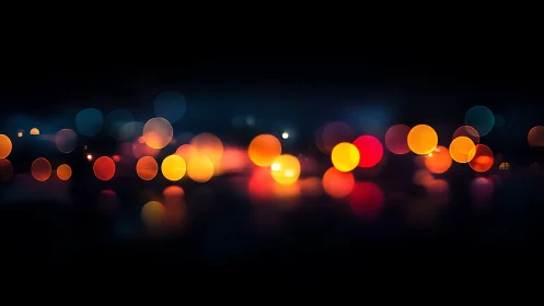 Glowing bokeh orbs drift across a deep night horizon.