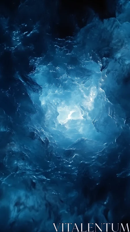 Luminescent ice cavern vortex with deep cyan diffusion.