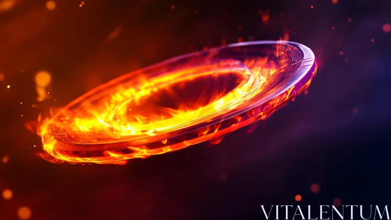 Fiery Spinning Disc in Motion, Digital Art with Intense Colors.