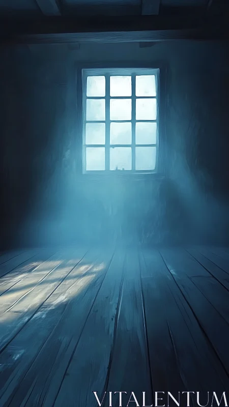 Digital painting of misty window light over wooden floorboards.