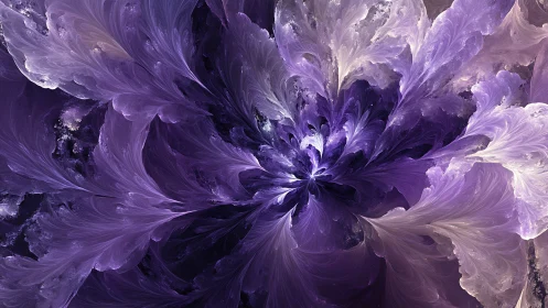 Fractal petal vortex in radiating violet turbulence field.