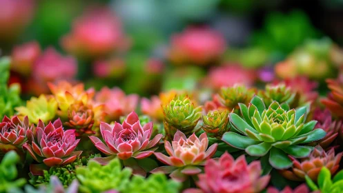 Jeweled Succulents in Coral and Green Glory.