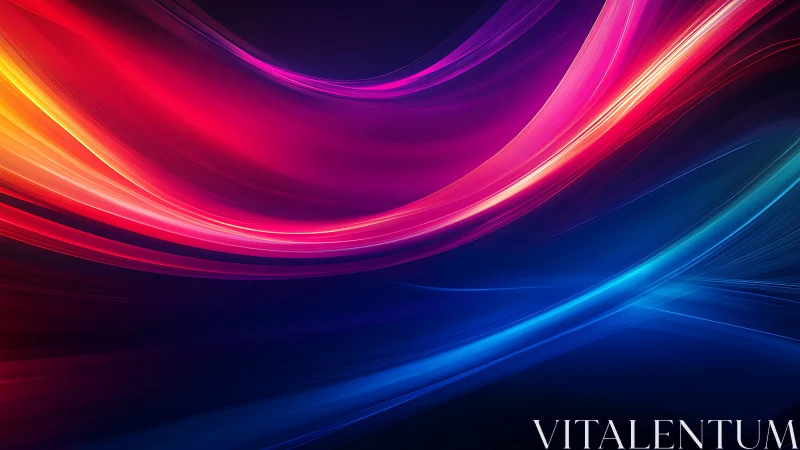 Curved neon light trails form layered gradients with dynamic motion blur