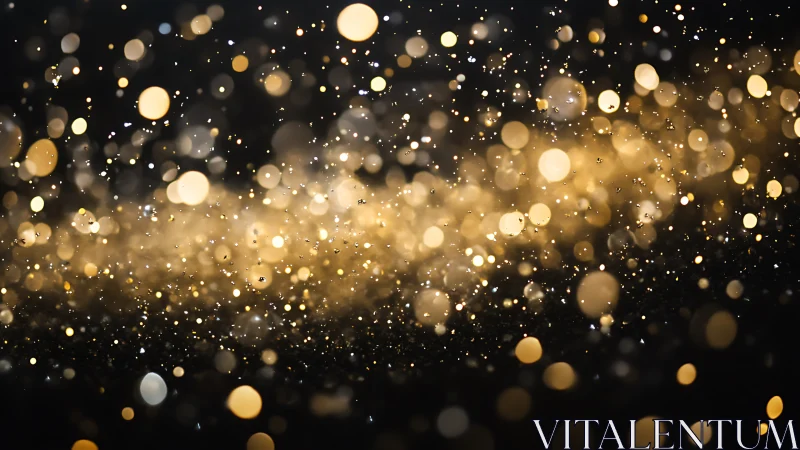 Golden bokeh particles drift through a dark festive glow