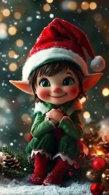 High-fidelity 3D render of festive Christmas elf portrait.