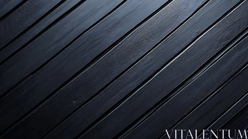 Dark diagonal wooden planks forming sleek minimal surface.