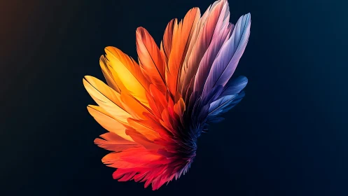 Abstract feathered bloom glows in rich sunset gradients