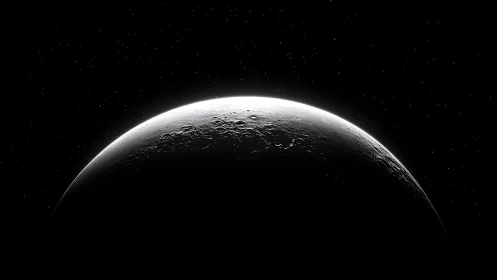 Gentle lunar horizon glowing softly beneath quiet stars.