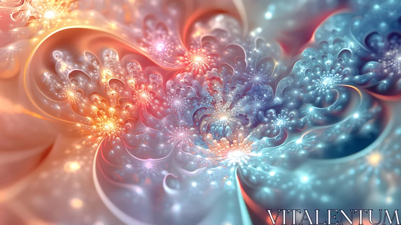 Glowing fractal blossoms swirling in soft cosmic light.