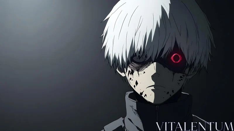 White haired nightwalker with burning red ghoul eye.