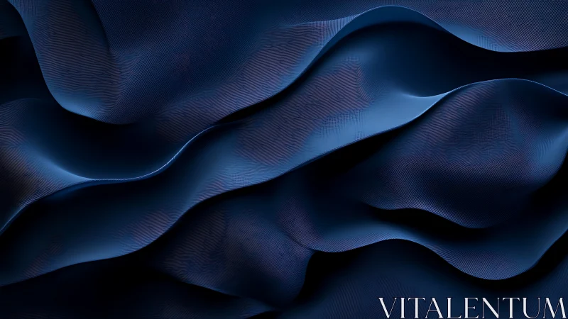 Deep navy abstract waves form layered flowing textile folds