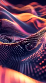 Neon data waves flow across glowing abstract landscapes.