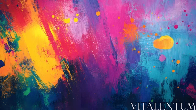Vibrant abstract painting with bold brush strokes and vivid colors.