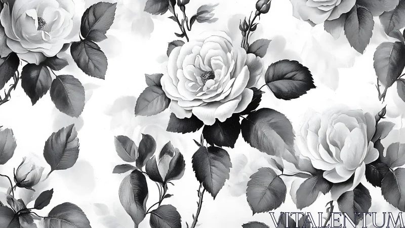 Monochrome Rose Garden: Petals Whisper in Grayscale.