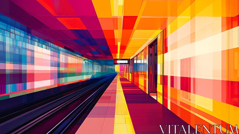 Color-soaked metro platform glowing with playful city energy.