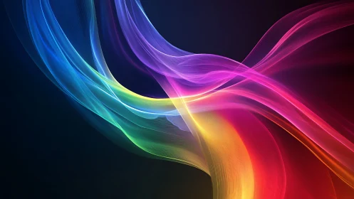 Prismatic light ribbons weaving through a deep cosmic hush.