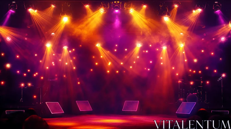 Neon-lit concert stage awaiting the first electrifying note.