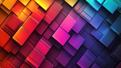 Geometric 3D rectangles in diagonal multicolor grid pattern.