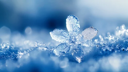 Macro study of crystalline ice flower with shallow depth of field
