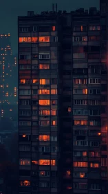 Urban Nights: Warm Windows Glow Against the Darkness.