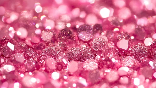 Macro study of pink glitter bokeh rendering luminous specular highlights