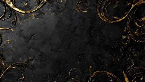 Scrollwork of molten gold curls around shadows in wait