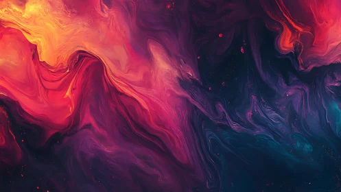 Molten nebula currents in vivid red and indigo flow.