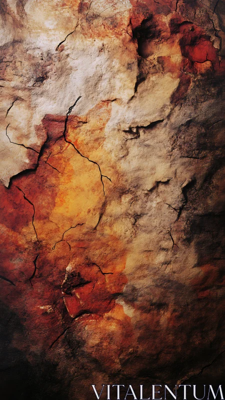 Textured cracked stone wall with warm tonal gradations.