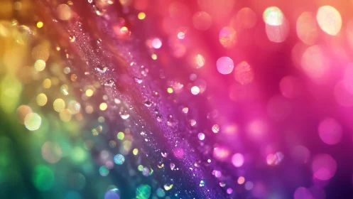 Macro bokeh abstraction renders prismatic droplets in motion