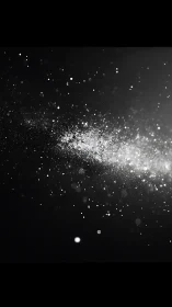 Monochrome particle drift in deep negative space field study.