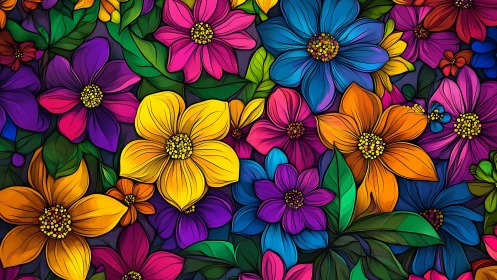 Wildflower Symphony: Kaleidoscopic Blooms in Motion.