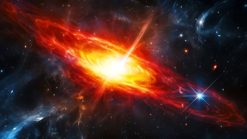 Cosmic inferno twirls while a newborn star carves through fire
