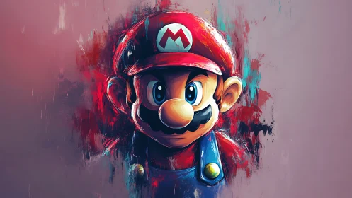Colorful digital portrait of a cartoon plumber hero