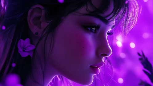 Violet dusk daydreamer in glowing neon petal hush.
