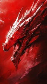 Crimson dragon head rendered in dynamic painterly strokes.