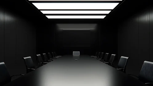 Modern Conference Room with High-Tech Lighting Setup